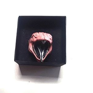 ONE OF A KIND HANDMADE SIZE MARBLE AND STERLING SILVER RING